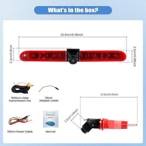 Camecho أعلى خلفي مزدوج كاميرا احتياطية رؤية خلفية متوافقة مع Mercedes Benz Sprinter 2007-2019 Van Truck AHD IR رؤية ليلية مقاومة للماء على السقف عكس ضوء الفرامل مساعدة وقوف السيارات يستبدل in Kuwait