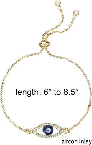 Dainty 14K Real Gold Plated Bracelet for Women Men, Adjustable Gold Chain Link Evil Eye Hamsa Hand Paperclip Butterfly Charm Bracelets for Women Jewelry in Kuwait