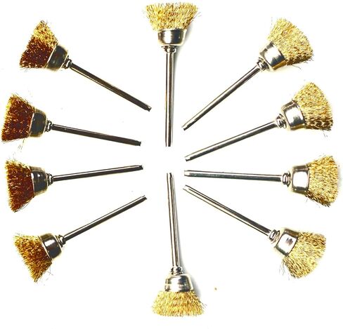 20pcs Dia 25mm Rotary Tool Brass Wheel Wire Brush Set - Fits Dremel,1/8" Shank,Clean, Polish, Prep in Kuwait