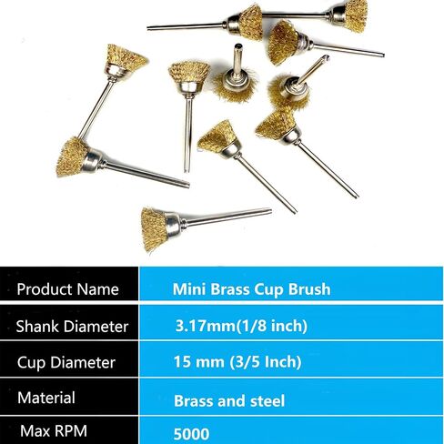 20pcs Dia 25mm Rotary Tool Brass Wheel Wire Brush Set - Fits Dremel,1/8" Shank,Clean, Polish, Prep in Kuwait