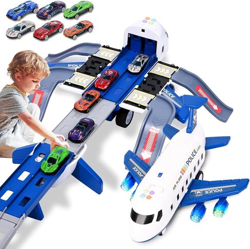Airplane Race Track Kids Toys with Lights and Sound,Foldable 4 Layer Track Toy Set,Aairplane with Game Mat, Airplane Racing Cars,Christmas Birthday Gifts for Age 3 4 5 6+Years Old Boys Girls in Kuwait