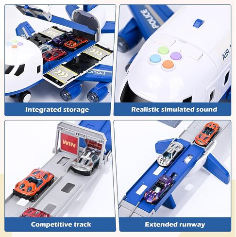 Airplane Race Track Kids Toys with Lights and Sound,Foldable 4 Layer Track Toy Set,Aairplane with Game Mat, Airplane Racing Cars,Christmas Birthday Gifts for Age 3 4 5 6+Years Old Boys Girls in Kuwait