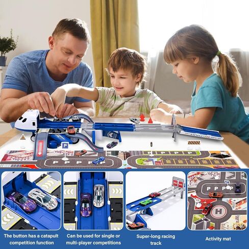 Airplane Race Track Kids Toys with Lights and Sound,Foldable 4 Layer Track Toy Set,Aairplane with Game Mat, Airplane Racing Cars,Christmas Birthday Gifts for Age 3 4 5 6+Years Old Boys Girls in Kuwait