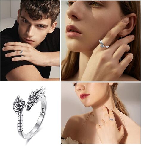 OHAYOO Hummingbird Daisy Ring 925 Sterling Silver Adjustable Hummingbird Open Ring Hummingbird Jewelry Gift for Women Girls in Kuwait