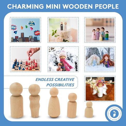 Woodpeckers Wood Peg People Set, 40 Piece Wood Peg Family (Peg People: Dad, Mom, Angel, Child, Baby) Unfinished Wooden Figurines for Crafting in Saudi Arabia