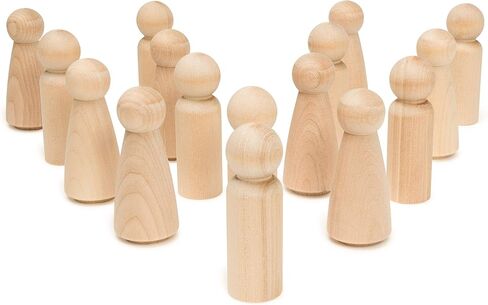 Woodpeckers Wood Peg People Set, 40 Piece Wood Peg Family (Peg People: Dad, Mom, Angel, Child, Baby) Unfinished Wooden Figurines for Crafting in Saudi Arabia