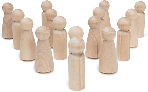 Woodpeckers Wood Peg People Set, 40 Piece Wood Peg Family (Peg People: Dad, Mom, Angel, Child, Baby) Unfinished Wooden Figurines for Crafting in Saudi Arabia