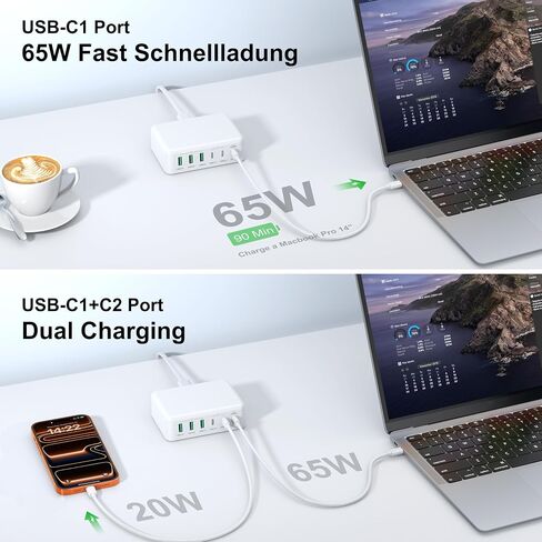 USB C Fast Charger Block 6 Ports Wall Charger 165W GaN Charging Station with PD USB C 65W Laptop Charger Compatible with iPhone 15 14 Pro Max, iPad Pro, Galaxy S24/23, MacBook Pro/Air Steam Deck in Saudi Arabia