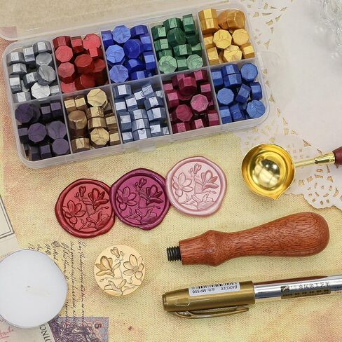 طقم ختم شمع القطب الشمالي لعيد الميلاد من SWANGSA مع 200 قطعة من خرز الشمع وقلم، رائع لتزيين بطاقات عيد الميلاد، والدعوات، وحزم النبيذ، وأفكار الهدايا in Saudi Arabia