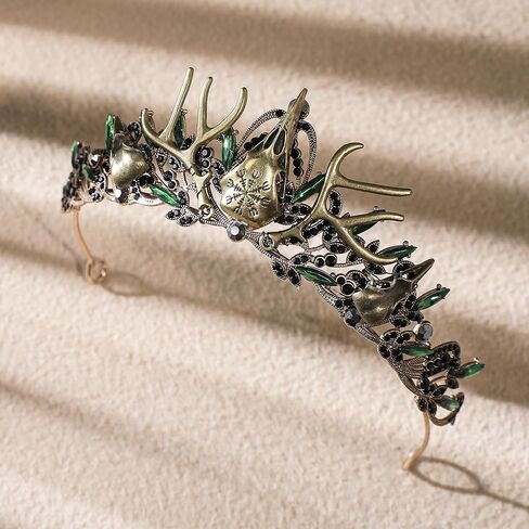 تاج جمجمة الغراب القوطي - غطاء رأس على شكل قزم أسود من القرون الوسطى، غطاء رأس خيالي للفايكنج سلتيك الملكة الملك للنساء والرجال زي عصر النهضة للهالوين عصابة رأس ساحرة in Kuwait