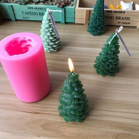 Christmas Tree Silicone Candle Mold DIY Gypsum Plaster Mold Cedar Shape Silicon Molds for Candle in Saudi Arabia