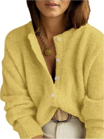 Women's Button Down Cardigan Long Sleeve Open Front Knit Sweater Fall Clothes in Saudi Arabia