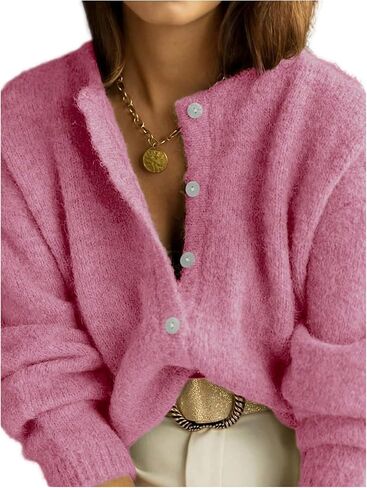 Women's Button Down Cardigan Long Sleeve Open Front Knit Sweater Fall Clothes in Saudi Arabia
