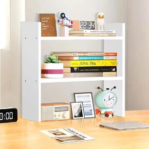 Wood Desk Organizer - Small Desk Hutch Dorm, 2 Tier Desktop Bookshelf for Workspace Organizers, Shelf for Office Storage in Saudi Arabia