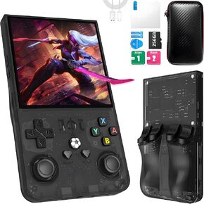 R36MAX Handheld Game Console, 40000+ Games Retro Gaming Console, 256GB TF Card Mini Retro Video Console, 4000mAh Rechargeable 4.0" IPS HD Screen Portable Pocket Arcade (Transparent Red) in Saudi Arabia