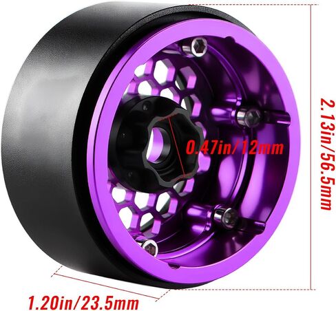 1.9 Aluminum Beadlock Wheels, 12mm Hex RC Wheel Rims for RC Crawlers TRX4 SCX10 VS4-10 Gen7 Gen8 MST CFX Upgrades (Dark Purple) in Saudi Arabia