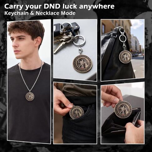 Haxtec D20 Spinner Dice Keychain DND قلادة مجموعة النرد المعدنية المحمولة D&D متوافقة مع الزنزانات والتنينات هدايا تخزين المواد TTRPG البرونزية in Kuwait