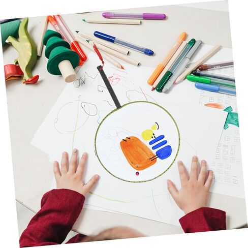 Alipis 4pcs Blank Art Painting Fan for Boys and Girls Handheld Drawing Fans for Kindergarten Craft Projects Encourages Creativity and Coordination for in Saudi Arabia