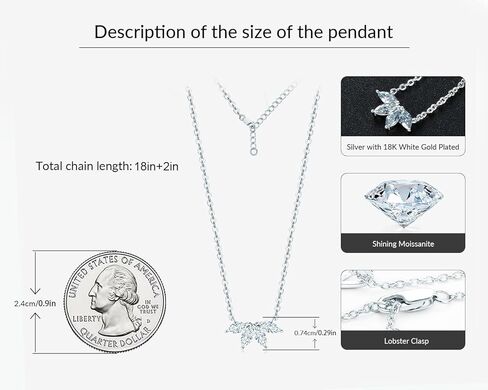 AINUOSHI Moissanite Pendant Necklace 925 Sterling Silver with 18K Gold Plating, Jewelry Box Packed in Kuwait