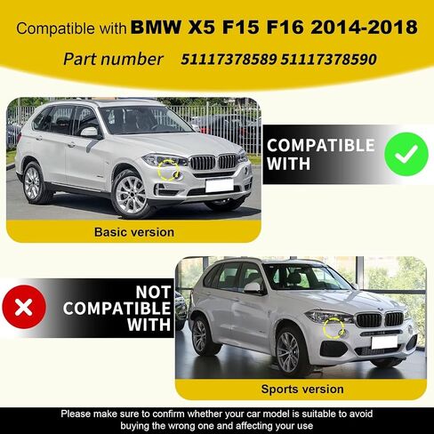 غطاء غسالة المصباح الأمامي للسيارة متوافق مع BMW X5 F15 F16 35dx 35i 35ix 40ex 50ix 2014 2015 2016 2017 2018 غطاء فوهات غسالة المصباح 51117378589 51117378590 in Kuwait