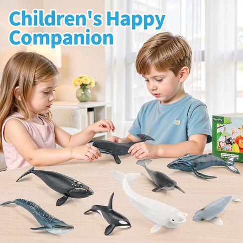8 قطع من ألعاب تماثيل الحوت للأطفال الصغار، أشكال حيوانات المحيط الواقعية ومخلوقات البحر للأطفال تتضمن حوت بيلوجا أوركا الأزرق، هدايا وهدايا لحفلات أعياد الميلاد للأولاد والبنات in Kuwait