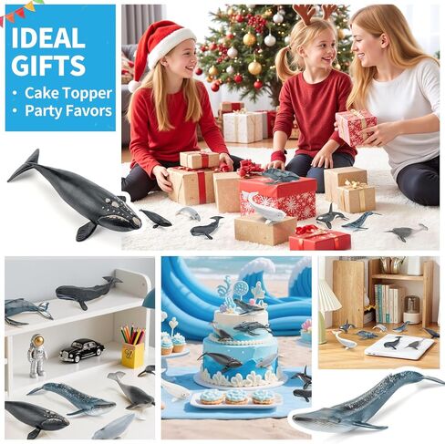 8 قطع من ألعاب تماثيل الحوت للأطفال الصغار، أشكال حيوانات المحيط الواقعية ومخلوقات البحر للأطفال تتضمن حوت بيلوجا أوركا الأزرق، هدايا وهدايا لحفلات أعياد الميلاد للأولاد والبنات in Kuwait