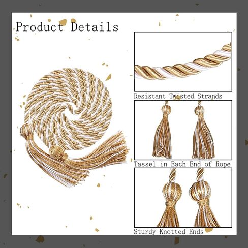 2 حزمة من حبال شرف التخرج، حبل أكاديمي مضفر مع شرابات لحفل المدرسة الثانوية 68 بوصة (أبيض كيلي أخضر أحمر) in Kuwait