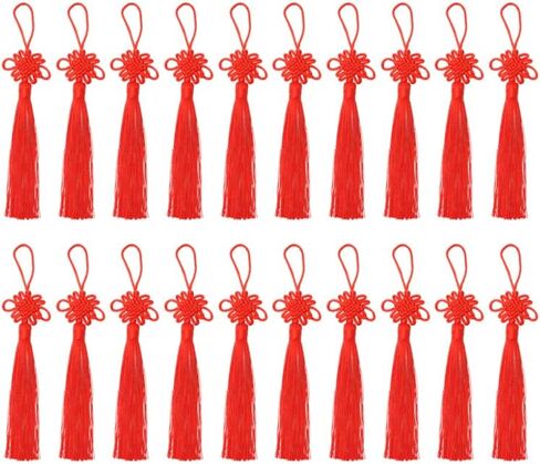 NUOBESTY Chinese Knot Pendan, 20 Pcs Red Tassel Charms for DIY Jewelry Making, Keychain Decorations, Bookmarks, Crafts in Saudi Arabia