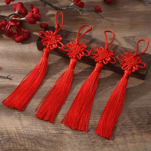 NUOBESTY Chinese Knot Pendan, 20 Pcs Red Tassel Charms for DIY Jewelry Making, Keychain Decorations, Bookmarks, Crafts in Saudi Arabia