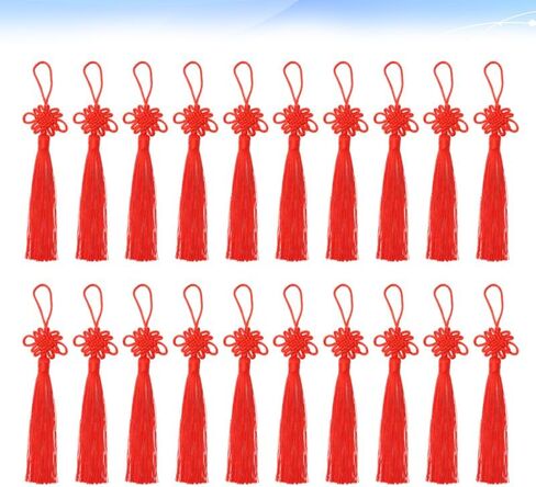 NUOBESTY Chinese Knot Pendan, 20 Pcs Red Tassel Charms for DIY Jewelry Making, Keychain Decorations, Bookmarks, Crafts in Saudi Arabia