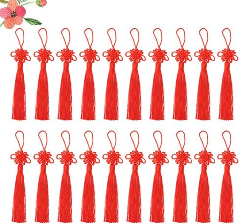 NUOBESTY Chinese Knot Pendan, 20 Pcs Red Tassel Charms for DIY Jewelry Making, Keychain Decorations, Bookmarks, Crafts in Saudi Arabia