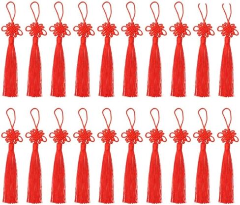 NUOBESTY Chinese Knot Pendan, 20 Pcs Red Tassel Charms for DIY Jewelry Making, Keychain Decorations, Bookmarks, Crafts in Saudi Arabia