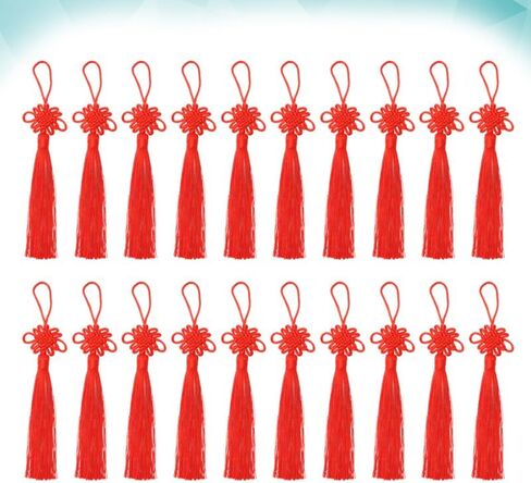 NUOBESTY Chinese Knot Pendan, 20 Pcs Red Tassel Charms for DIY Jewelry Making, Keychain Decorations, Bookmarks, Crafts in Saudi Arabia