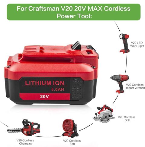 Labtec CMCB205 20V 6000mAh Battery Replacement for Craftsman 20V Battery CMCB204 CMCB202 CMCB201 CMCS500B CMCD700C1 Cordless Tool (Only for Craftsman 20V Max V20 Series) (2 Packs 5000mAh) in Saudi Arabia