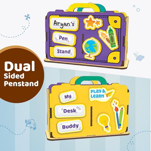 Imagimake DIY Wood Art Mega Pack | قم ببناء بيت الطيور الخشبي، 3 إطارات صور وحامل أقلام | أعمال الرسم على الخشب للأطفال | أكثر من 100 ملصق إسفنجي للحرف الخشبية | هدايا عيد ميلاد للأولاد والبنات للأعمار 5,6,7,8,9 in Kuwait