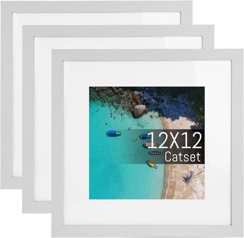 مجموعة إطارات صور سوداء مقاس 12 × 12، مصنوعة من زجاج عالي الدقة وإطار صور مربع، تعرض صورة مقاس 8 × 8 مع حصيرة أو 12 × 12 بدون حصيرة، وإطار صور مجمعة على سطح المكتب والحائط in Saudi Arabia