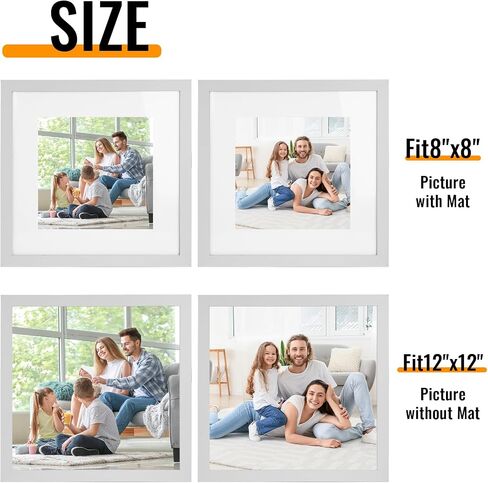 مجموعة إطارات صور سوداء مقاس 12 × 12، مصنوعة من زجاج عالي الدقة وإطار صور مربع، تعرض صورة مقاس 8 × 8 مع حصيرة أو 12 × 12 بدون حصيرة، وإطار صور مجمعة على سطح المكتب والحائط in Saudi Arabia