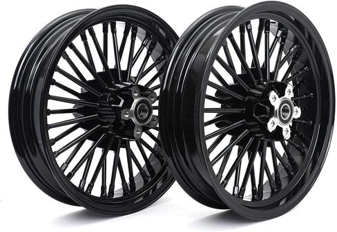 TOFR 21x3.5 18x5.5 Gloss Black Front Rear Rims Wheels 36 Fat Spokes Tubeless For Harley Softail Slim FLS 2018-2021 2019 2020 in Saudi Arabia