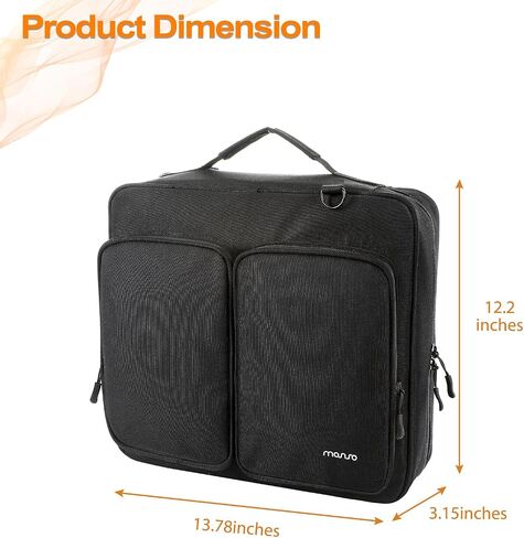 MOSISO Zippered Binder Bag with Handle, 3 inch D-Ring Binder Organizer, 700 Sheets Capacity Multiple Pockets Bag for Office with Cup Holder & Shoulder Strap for 13 inch Laptop/Tablet, Black in Saudi Arabia