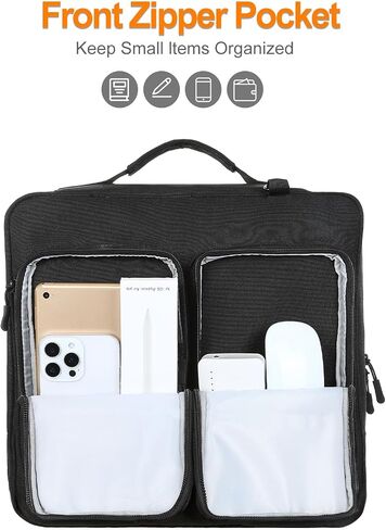 MOSISO Zippered Binder Bag with Handle, 3 inch D-Ring Binder Organizer, 700 Sheets Capacity Multiple Pockets Bag for Office with Cup Holder & Shoulder Strap for 13 inch Laptop/Tablet, Black in Saudi Arabia