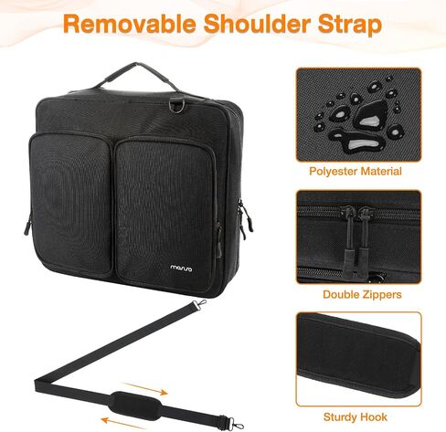 MOSISO Zippered Binder Bag with Handle, 3 inch D-Ring Binder Organizer, 700 Sheets Capacity Multiple Pockets Bag for Office with Cup Holder & Shoulder Strap for 13 inch Laptop/Tablet, Black in Saudi Arabia