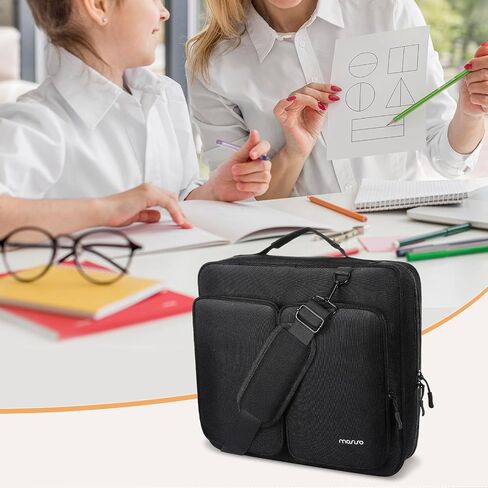 MOSISO Zippered Binder Bag with Handle, 3 inch D-Ring Binder Organizer, 700 Sheets Capacity Multiple Pockets Bag for Office with Cup Holder & Shoulder Strap for 13 inch Laptop/Tablet, Black in Saudi Arabia