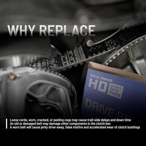 حزام محرك فرامل محرك Polaris Sportsman ORV، الجزء 3211069 - متوافق مع نماذج محددة من Polaris جنبًا إلى جنب، يعمل عند عدد دورات مثالي في الدقيقة، بدون إعادة معايرة القابض، استبدل كل 1000 ميل، أسود in Kuwait