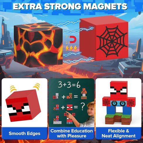 35 قطعة من المكعبات المغناطيسية للسفر، مكعبات مغناطيسية تعليمية صغيرة من STEM مع صندوق حديد محمول، هدايا عيد الميلاد للأولاد والبنات للأعمار 3 4 5 6 7 8، عنكبوت in Kuwait