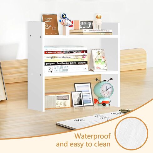 Wood Desk Organizer - Small Desk Hutch Dorm, 2 Tier Desktop Bookshelf for Workspace Organizers, Shelf for Office Storage in Saudi Arabia