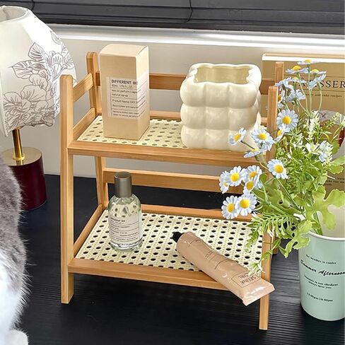 Wooden Double Layer Rack, Compact Tabletop Storage Rack, Versatile Organizer for Kitchen, Office, Dining Room, Ideal for Coffee Mug in Kuwait