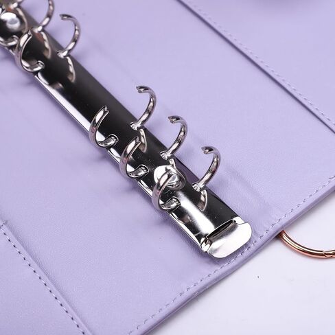 A6 Binder Cover for Refill Paper, Refillable Budget Planner With Magnetic Closure - PU Leather 6 Ring Notebook Personal Organizer, White & Mint Blue in Saudi Arabia