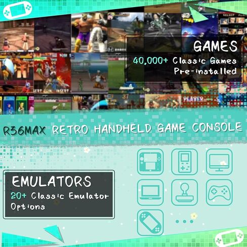 وحدة تحكم ألعاب محمولة R36MAX، وحدة تحكم ألعاب 40000+ Games Retro، وحدة تحكم فيديو صغيرة ببطاقة TF سعة 256 جيجابايت، 4000 مللي أمبير قابلة لإعادة الشحن 4.0 بوصة IPS HD شاشة جيب محمولة (أحمر شفاف) in Kuwait