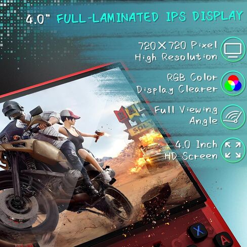 وحدة تحكم ألعاب محمولة R36MAX، وحدة تحكم ألعاب 40000+ Games Retro، وحدة تحكم فيديو صغيرة ببطاقة TF سعة 256 جيجابايت، 4000 مللي أمبير قابلة لإعادة الشحن 4.0 بوصة IPS HD شاشة جيب محمولة (أحمر شفاف) in Kuwait