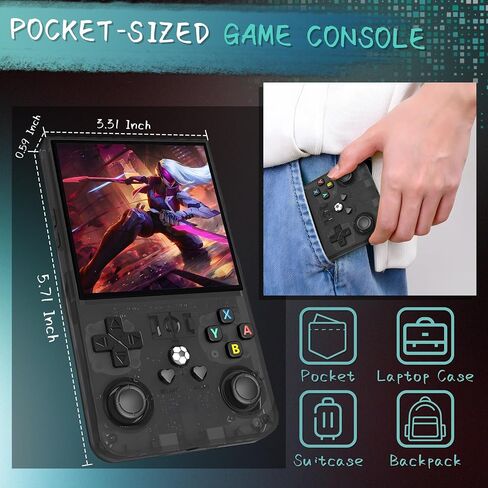 R36MAX Handheld Game Console, 40000+ Games Retro Gaming Console, 256GB TF Card Mini Retro Video Console, 4000mAh Rechargeable 4.0" IPS HD Screen Portable Pocket Arcade (Transparent Red) in Saudi Arabia
